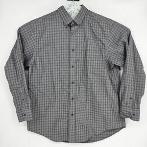 Roundtree & Yorke Shirt Mens Large Gray Gold Label Business Non Iron Button Down